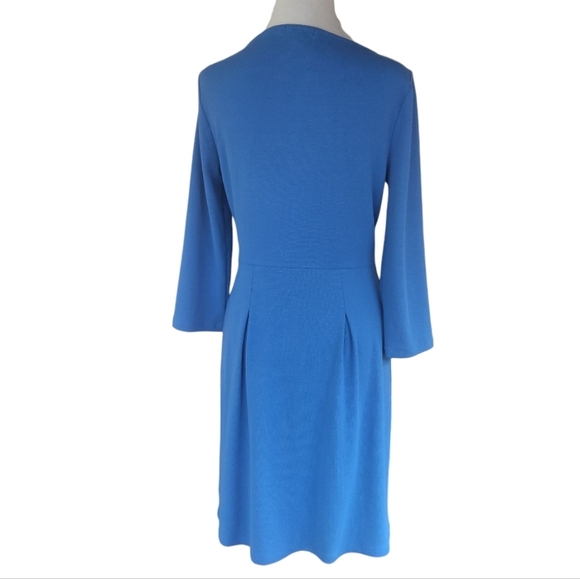 Garnet Hill Cornflower Blue 3/4 Sleeve Ponte Knit Sheath Dress Size 8 - Picture 5 of 9
